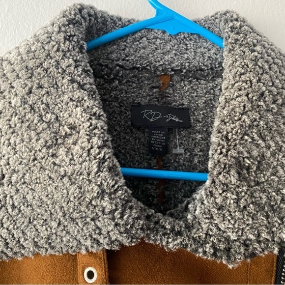 RD style Sherpa lined suede moto jacket medium - Picture 3 of 13